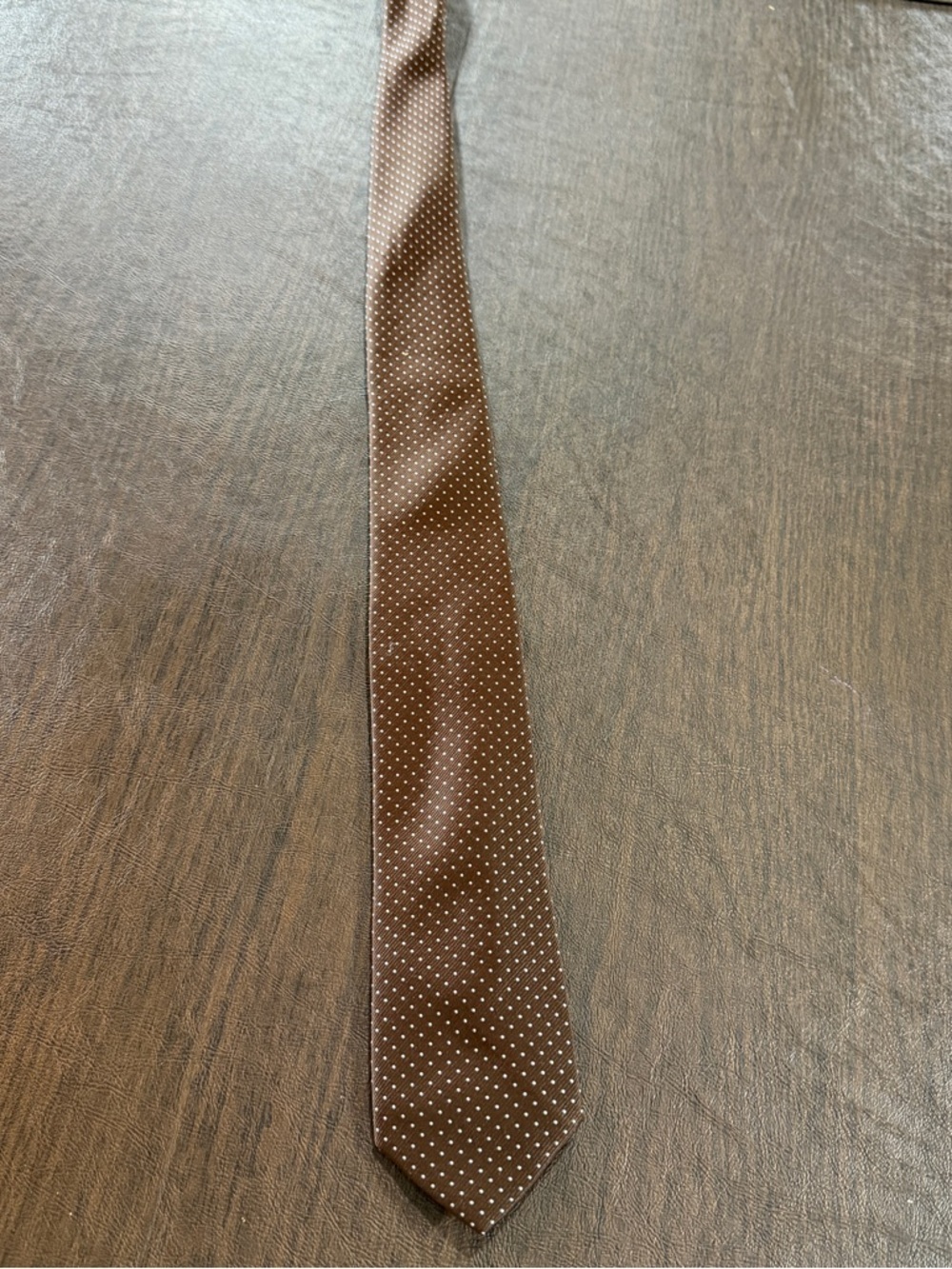 Par Excellence Brown and Blue Polka Dot Men's Tie - Classic Polyester
